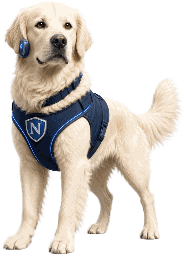 Duke, the Newport Search Group golden retriever agent